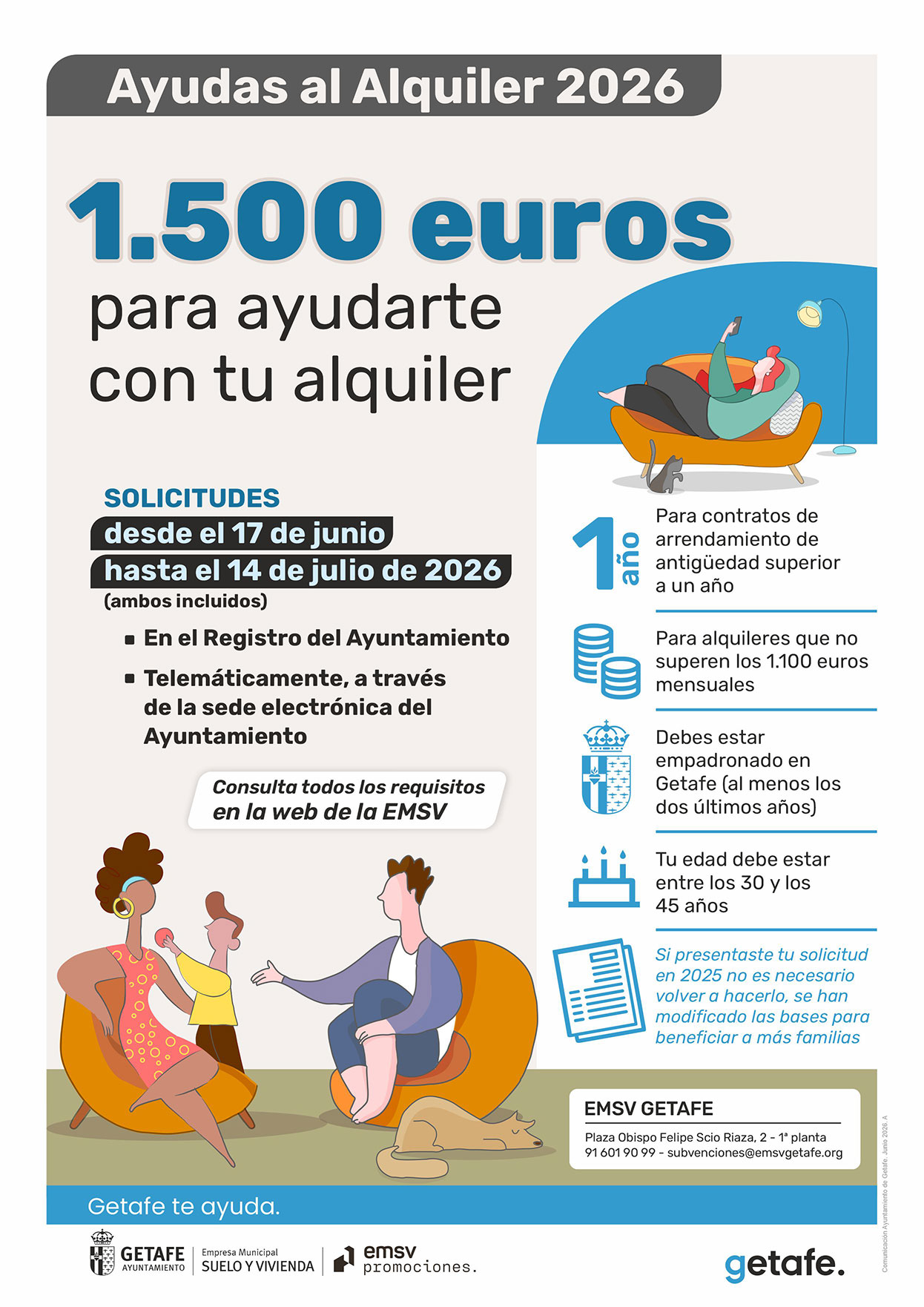 Getafe abre el plazo para solicitar ayudas al alquiler de hasta 1.500 ...